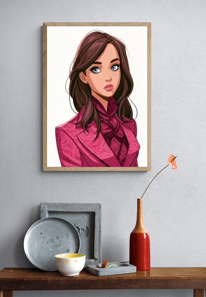 Elegant Woman Portrait Illustration Poster. — room view 3