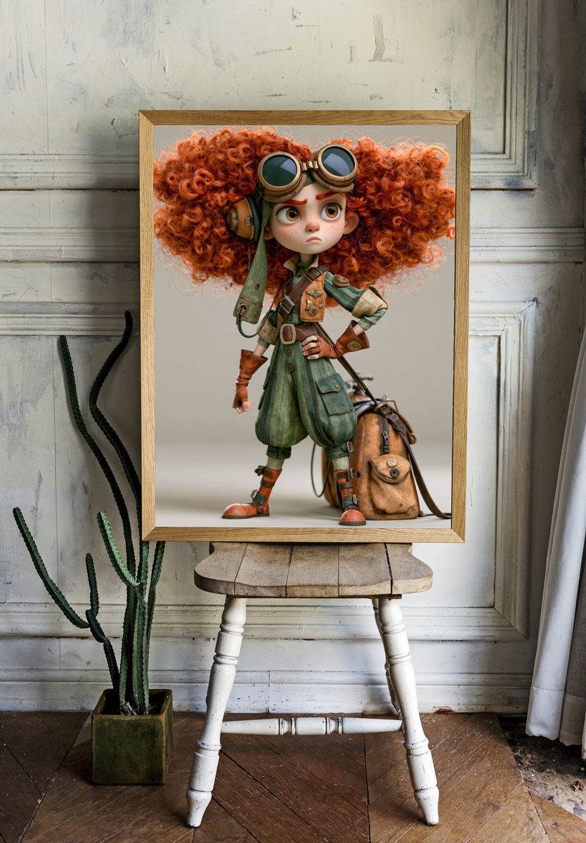 Steampunk Adventurer Character Print. room preview