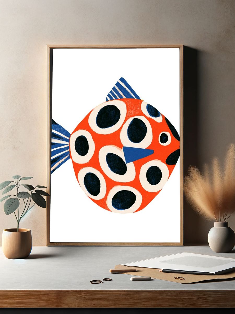 Playful Pattern Fish Illustration Poster. — room view 2