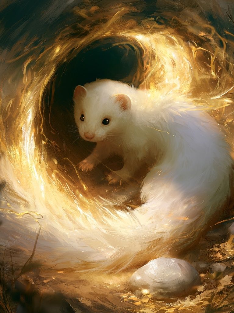 White Ferret Glow Illustration Poster. poster detail