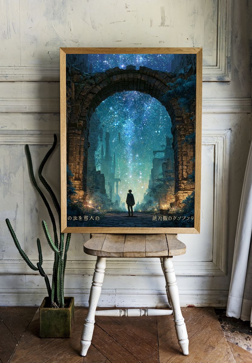 Starry Ruins Fantasy Poster. — room view 1