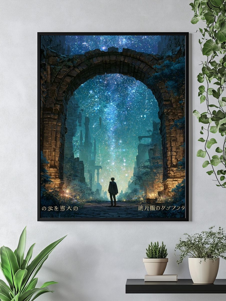 Starry Ruins Fantasy Poster. — room view 4