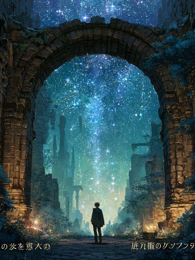 Starry Ruins Fantasy Poster.