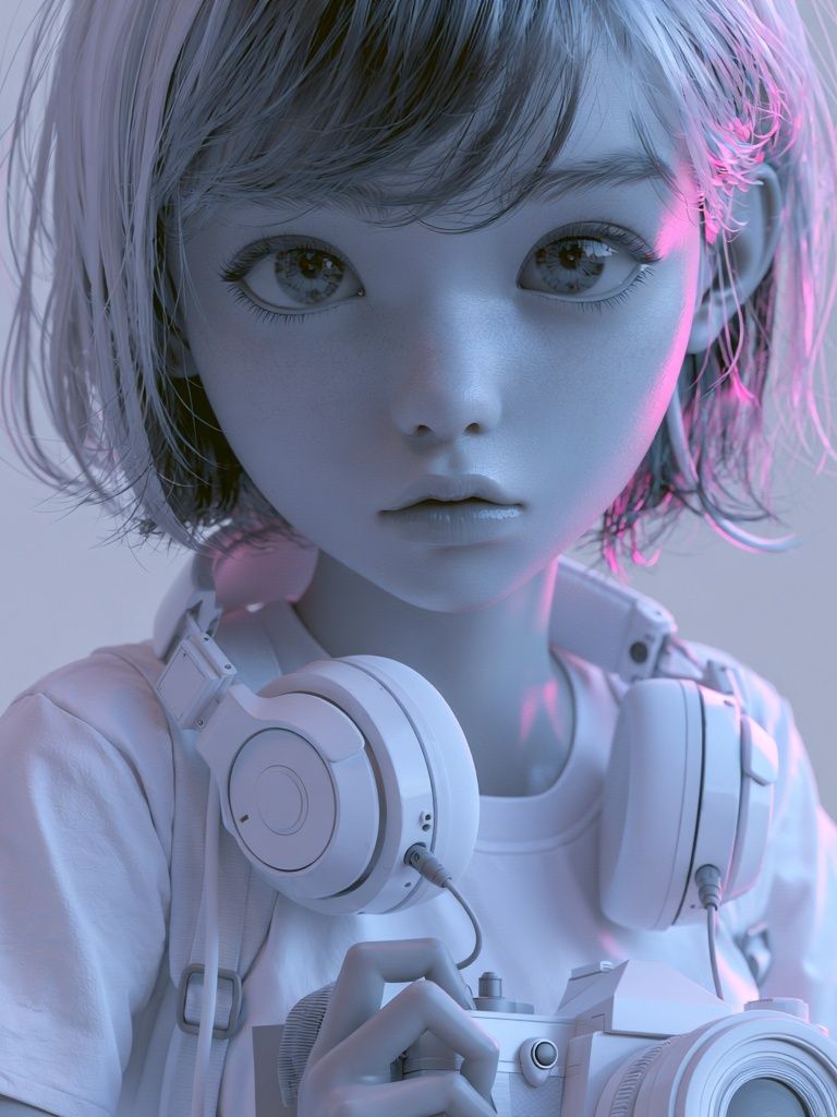 Cyberpunk Girl Portrait Print. poster — illustration art