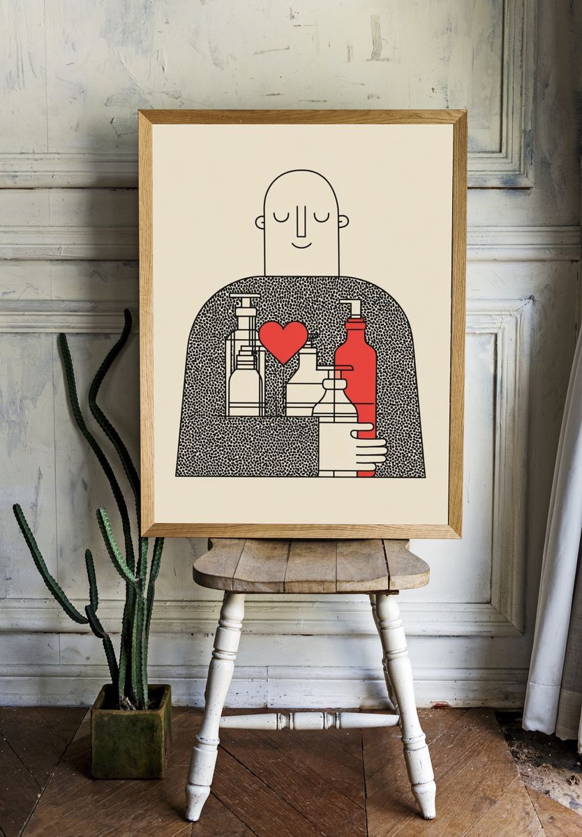 Abstract Love and Bottles Poster room preview