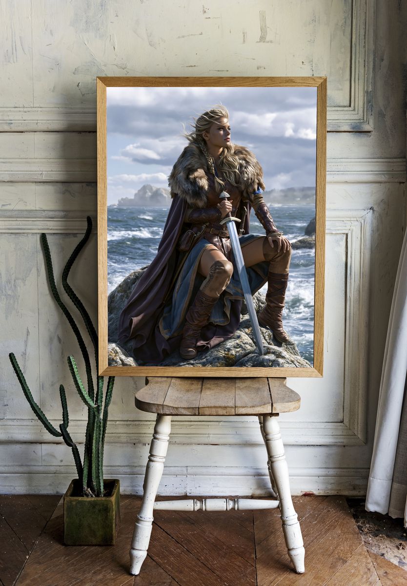 Viking Warrior by the Sea Print. — room view 1