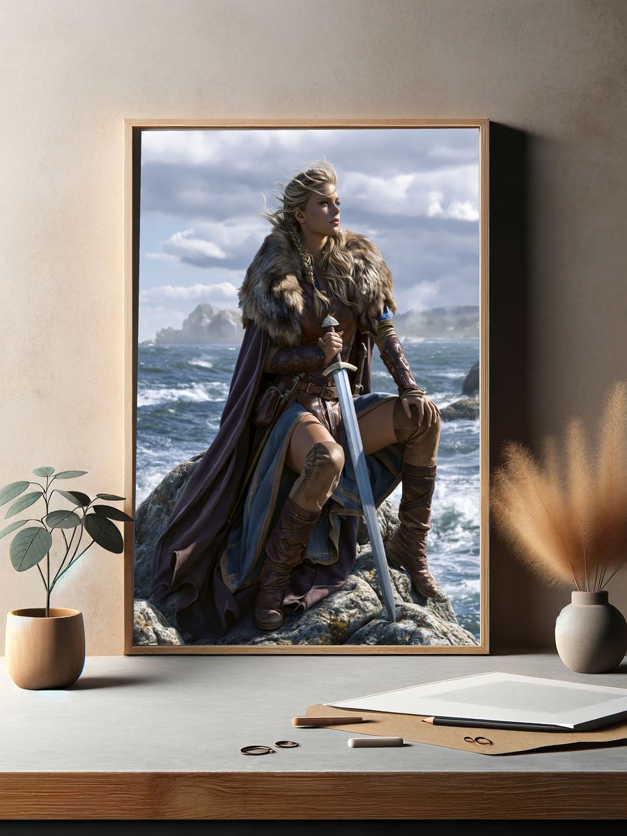 Viking Warrior by the Sea Print. — room view 2