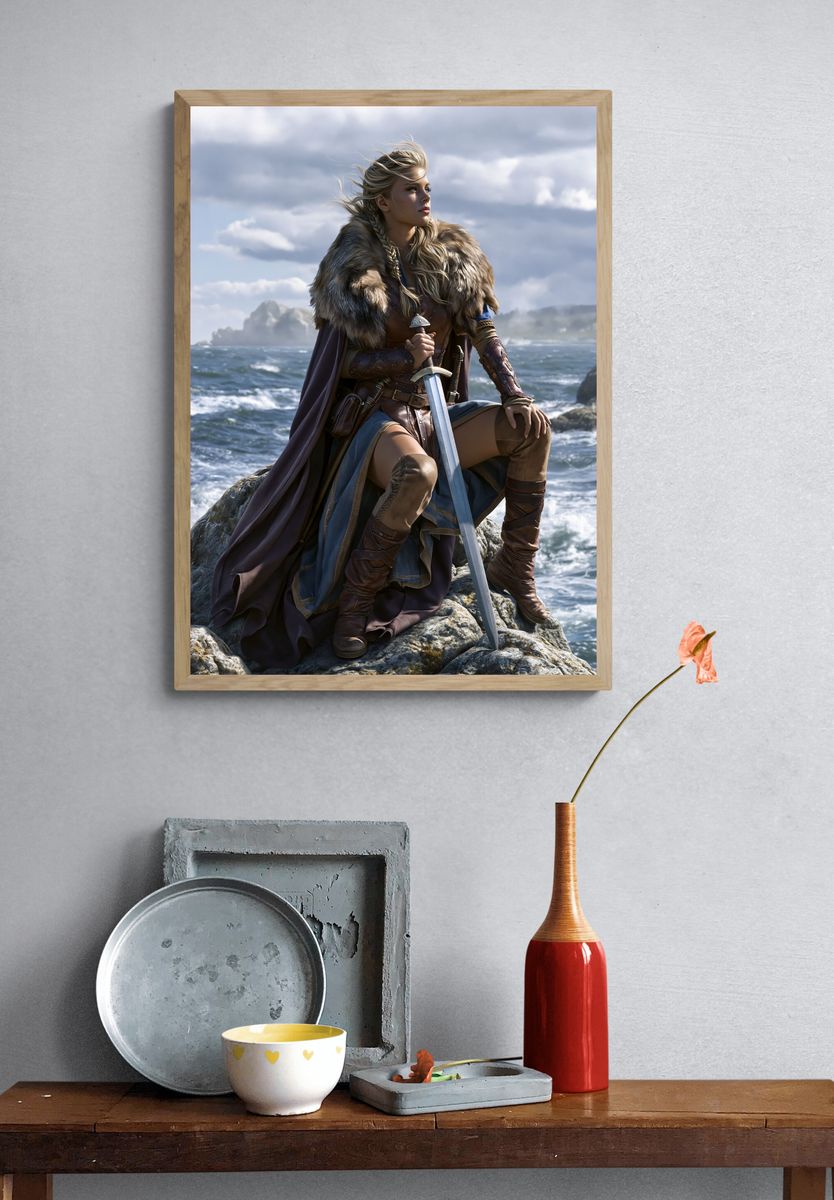 Viking Warrior by the Sea Print. — room view 3