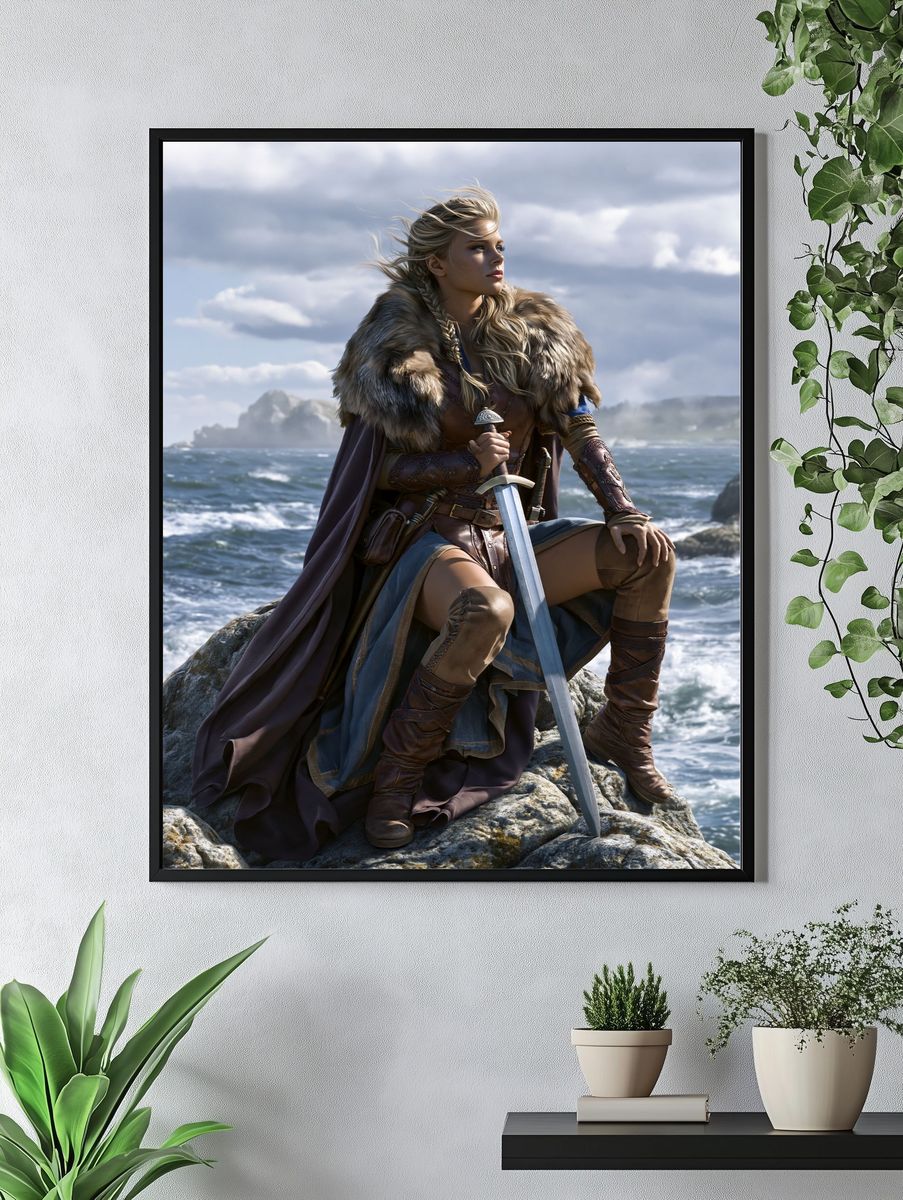 Viking Warrior by the Sea Print. — room view 4