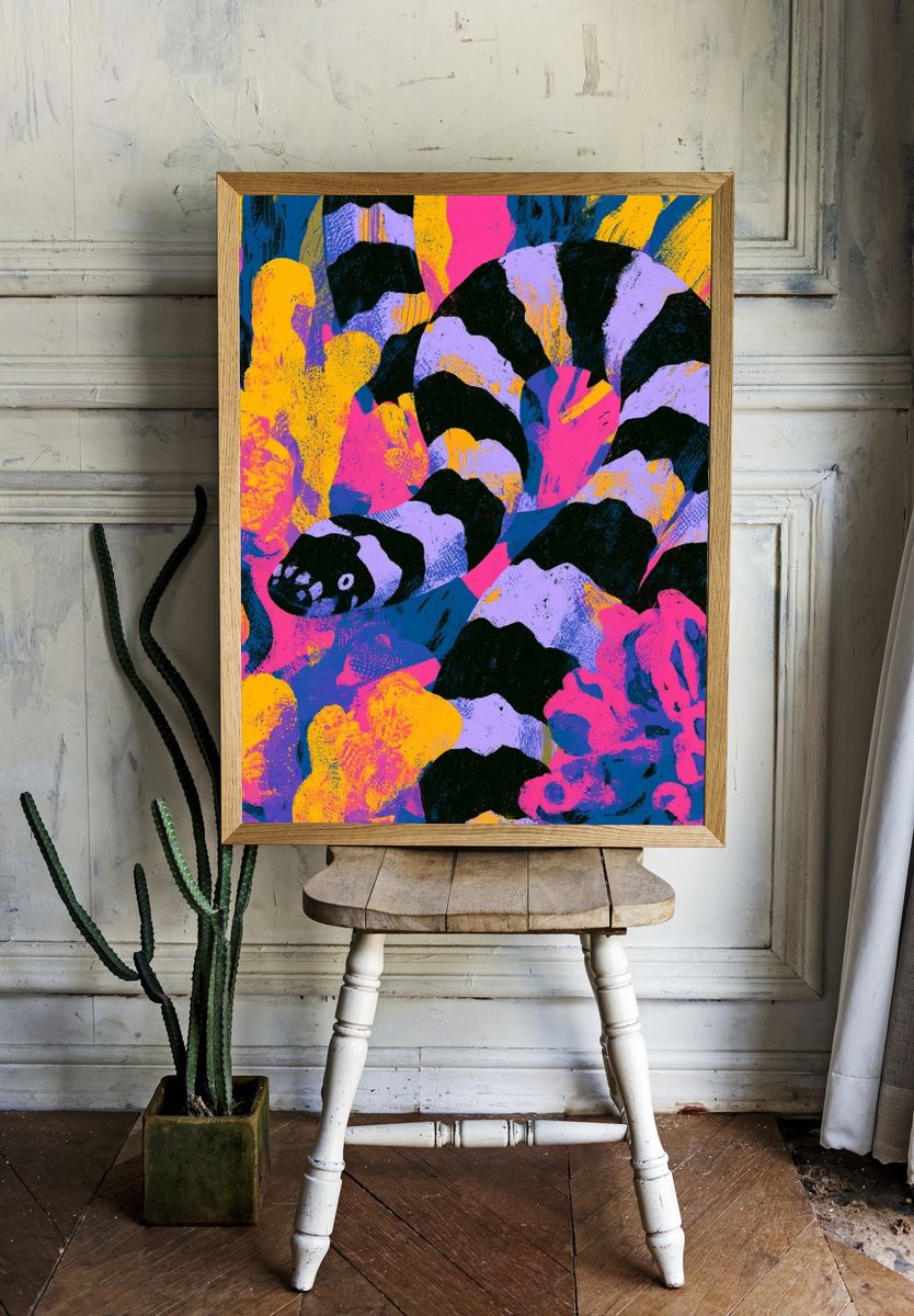 Neon Coral Reef Abstract Poster. — room view 1