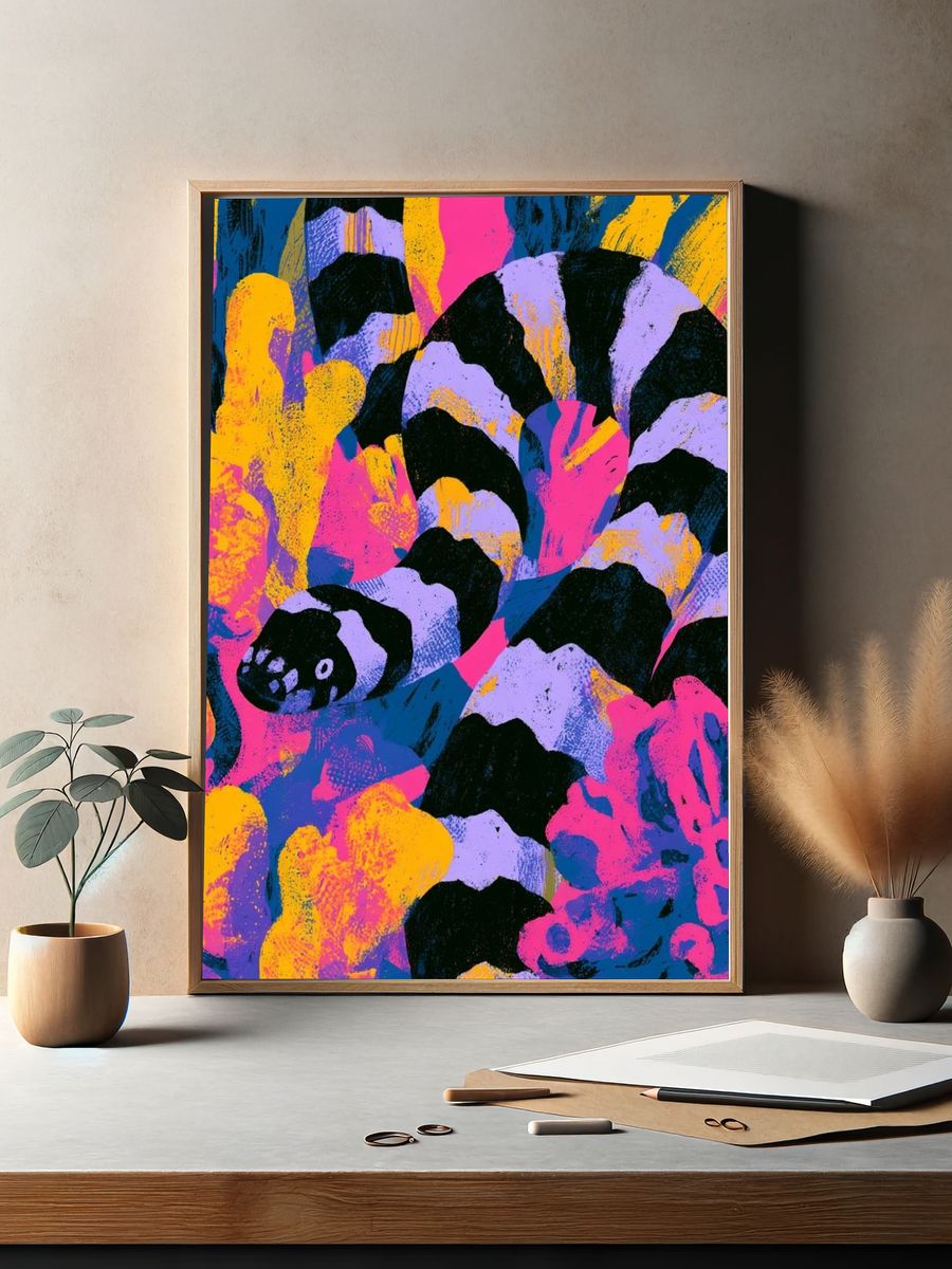 Neon Coral Reef Abstract Poster. — room view 2