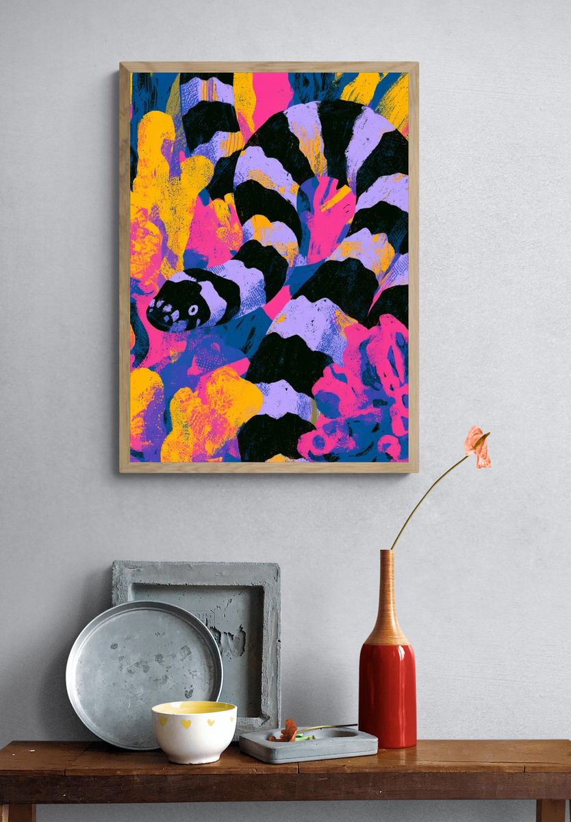 Neon Coral Reef Abstract Poster. — room view 3
