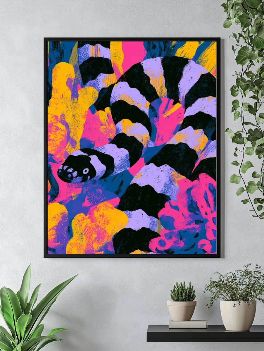 Neon Coral Reef Abstract Poster. — room view 4
