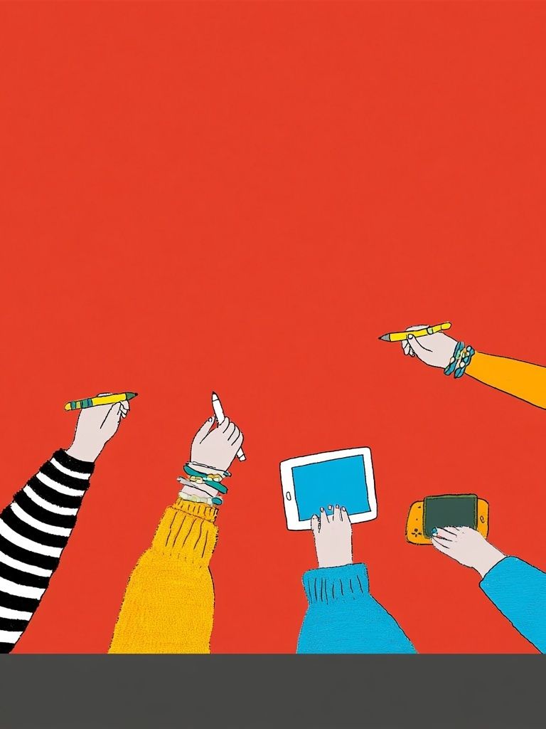 Hands with Devices Illustration Poster. poster — illustration art
