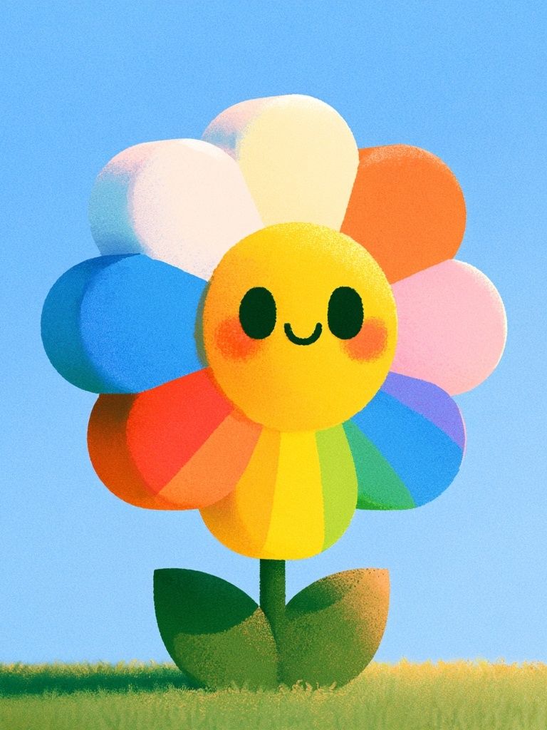 Rainbow Smiling Flower Illustration Poster. poster — illustration art