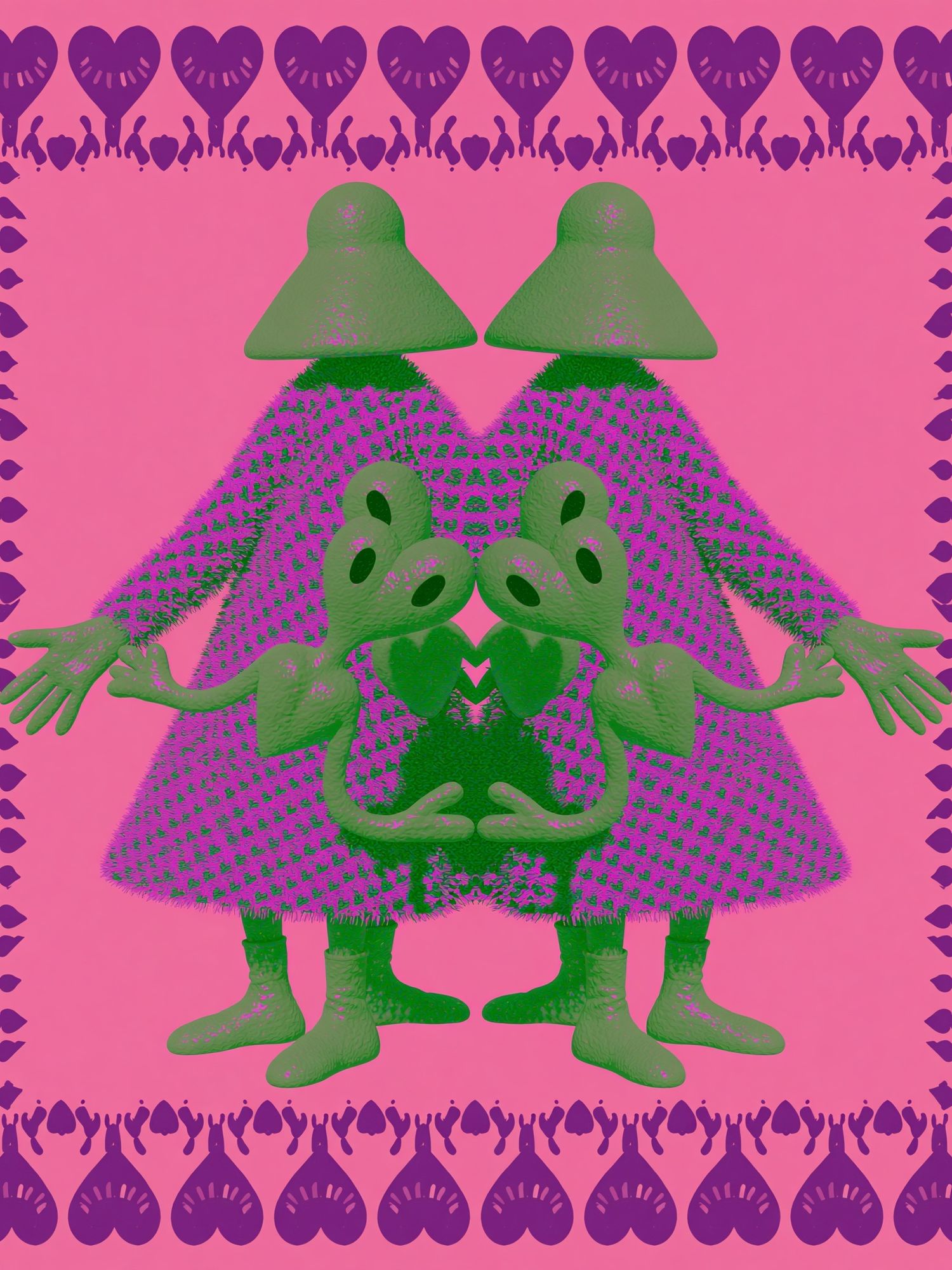 Surreal Twin Figures Typography Print. poster detail