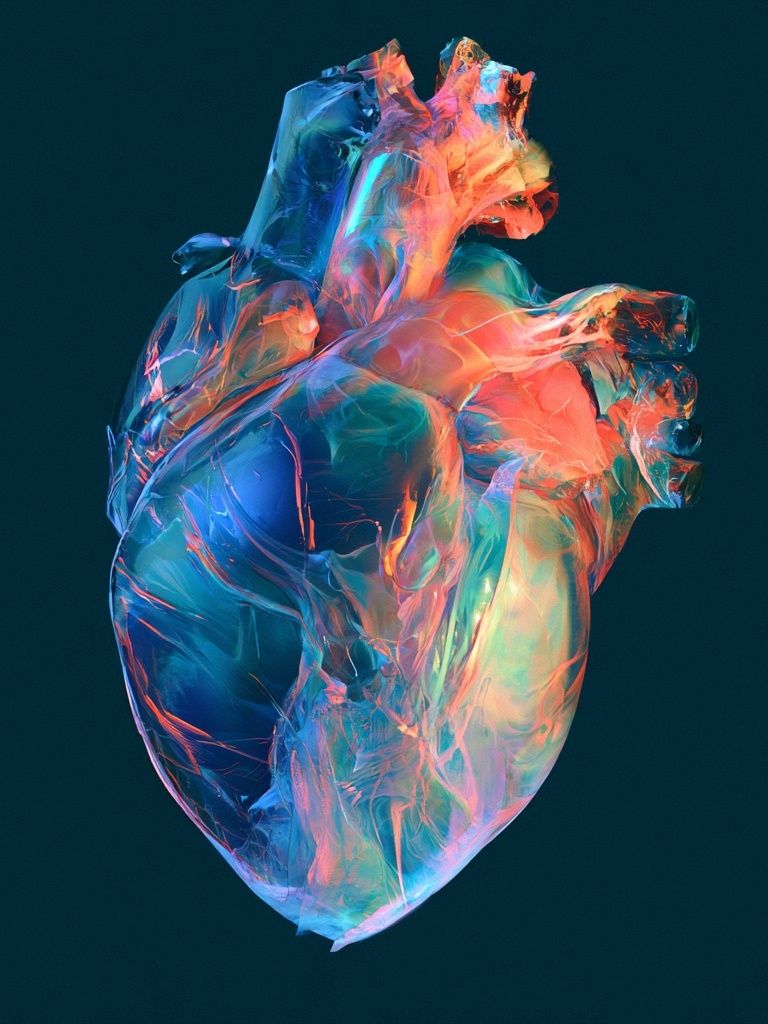 Neon Anatomical Heart Abstract Print. poster — illustration art