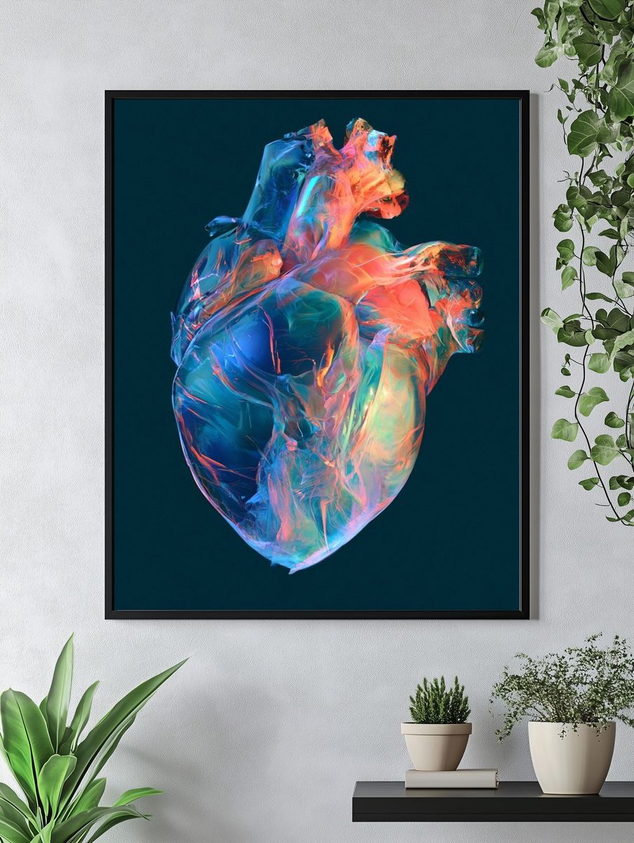 Neon Anatomical Heart Abstract Print. — room view 4