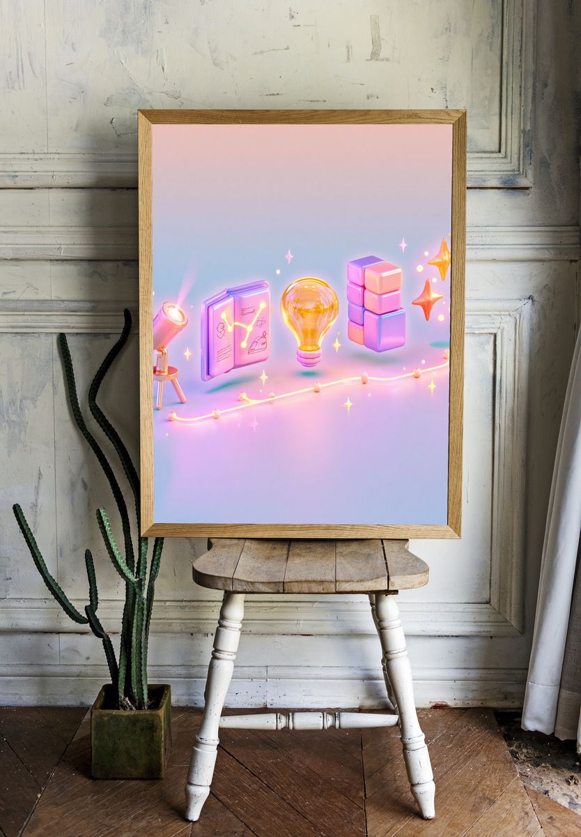 Pastel Cosmic Objects Illustration Poster. room preview