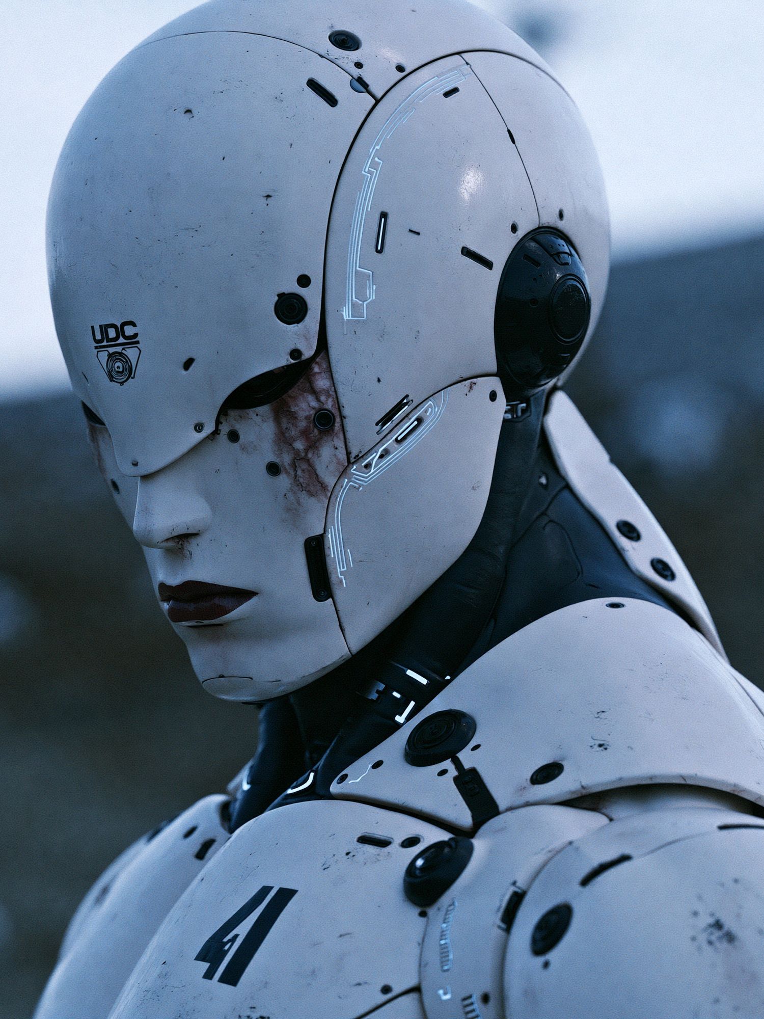 Cyborg Portrait Sci-Fi Print. poster — illustration art