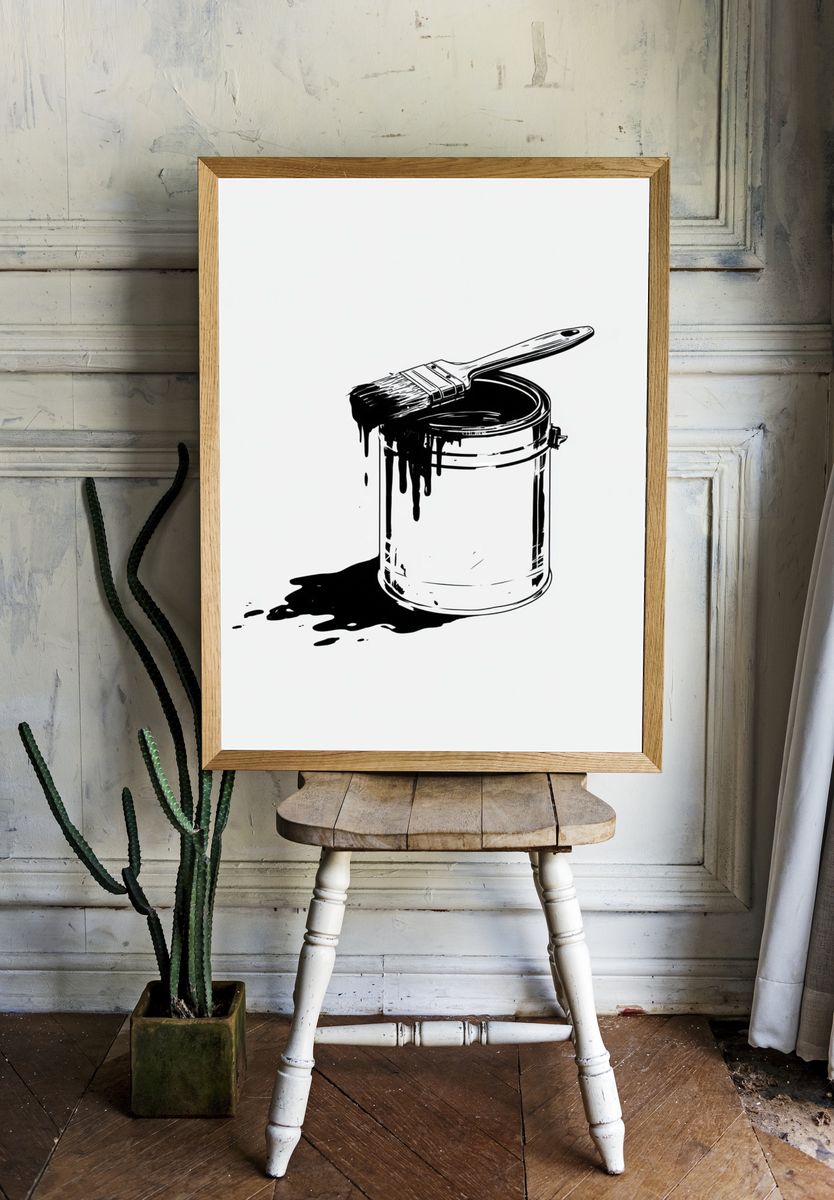 Paint Can Ink Illustration Poster. — room view 1