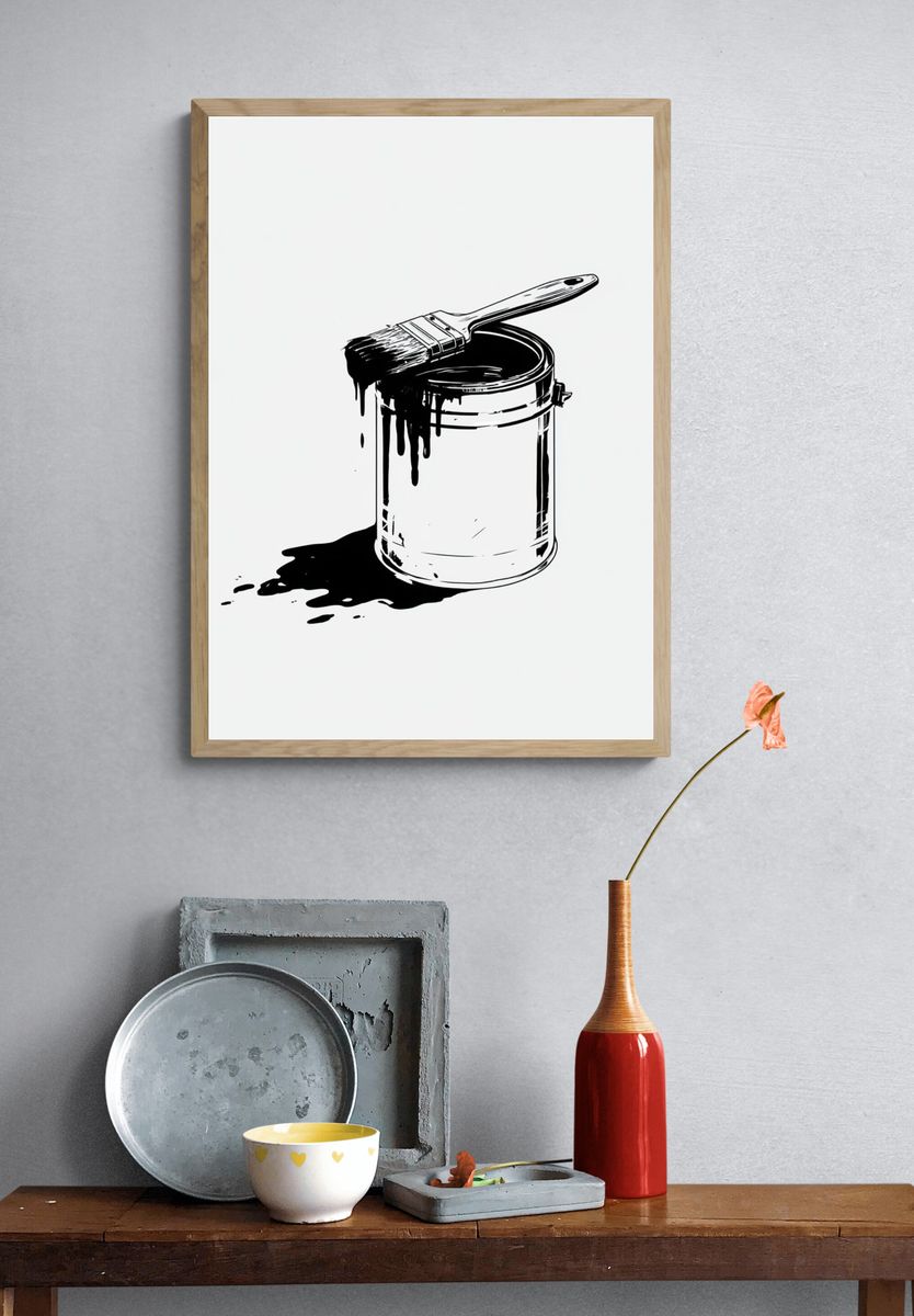 Paint Can Ink Illustration Poster. — room view 3