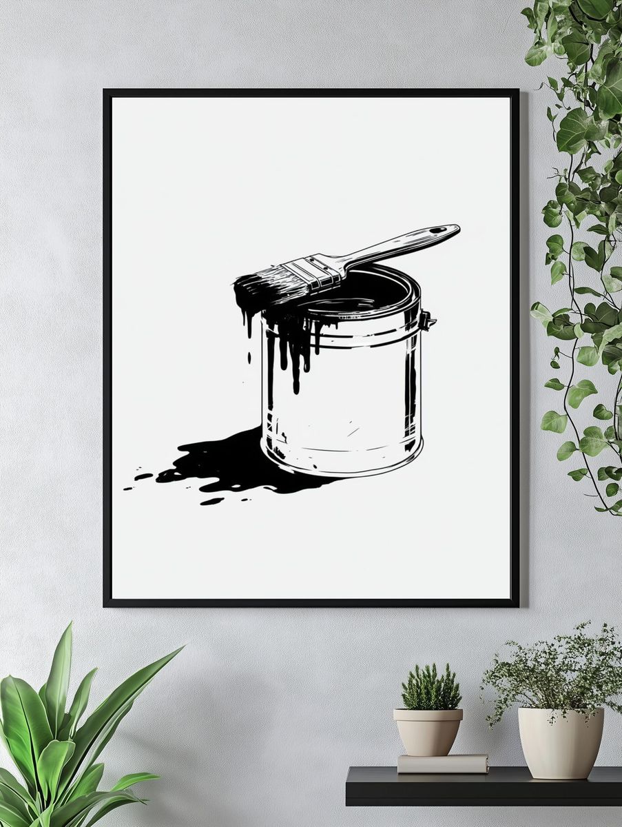 Paint Can Ink Illustration Poster. — room view 4