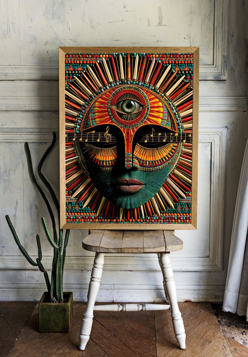 Mystic Eye Beaded Illustration Poster. — room view 1