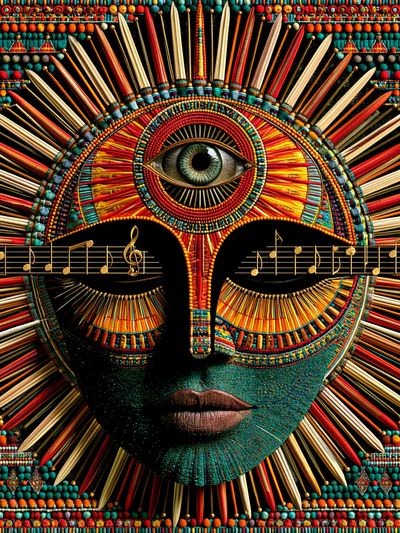 Mystic Eye Beaded Illustration Poster.