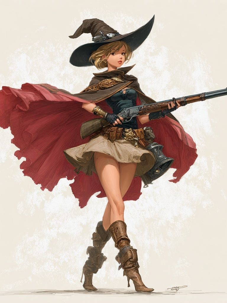 Cowgirl Witch Digital Art Print. poster — illustration art