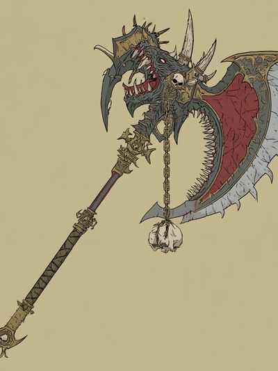 Demonic Dragon Axe Illustration Poster. poster print