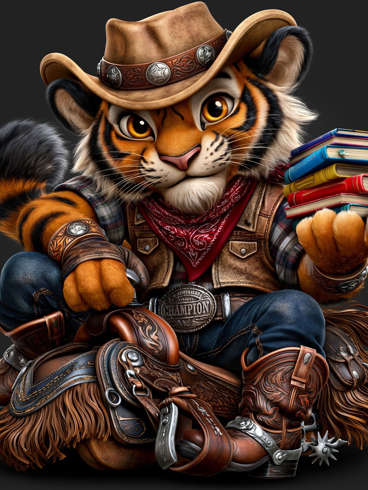 Cowboy Tiger Illustration Poster. poster — illustration art