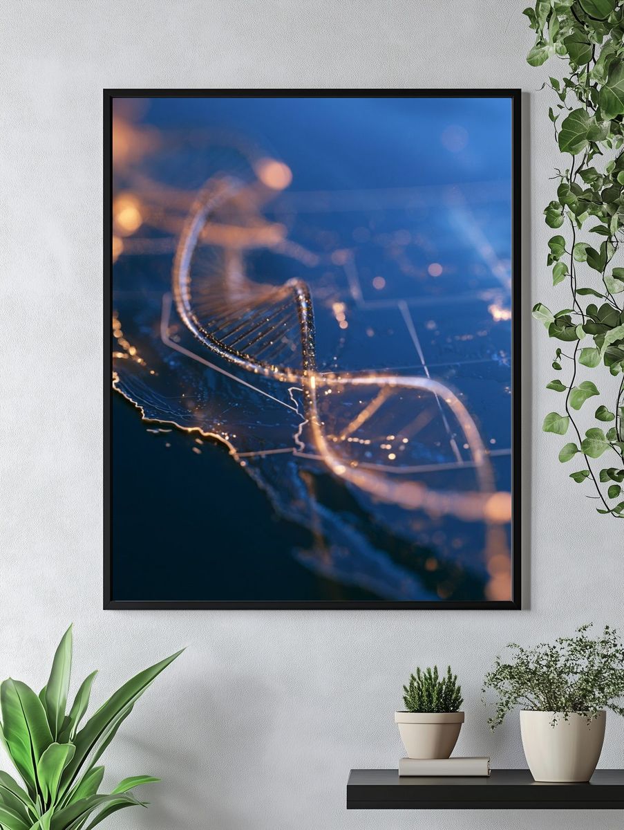 Glowing DNA Helix Illustration Poster. — room view 4