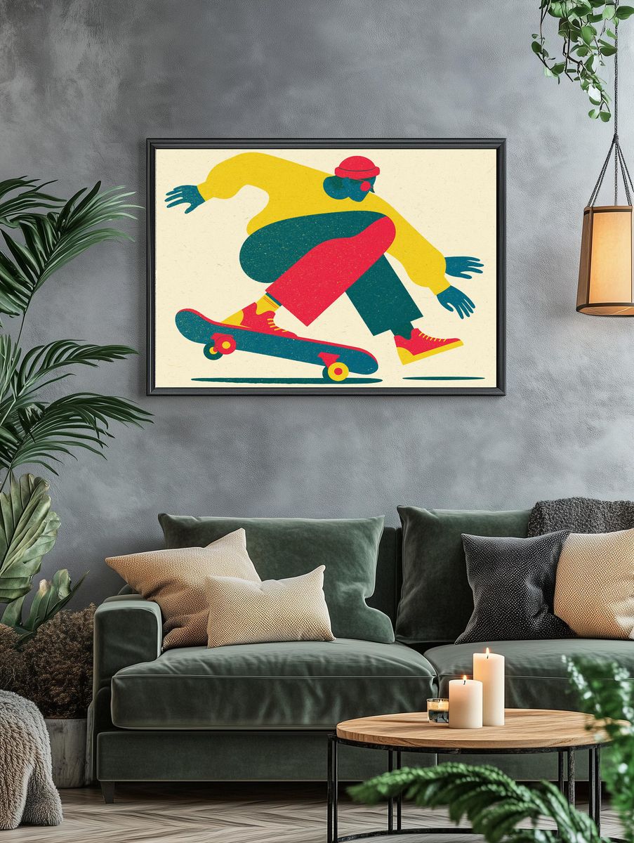 Skateboarder Motion Illustration Poster. — room view 4