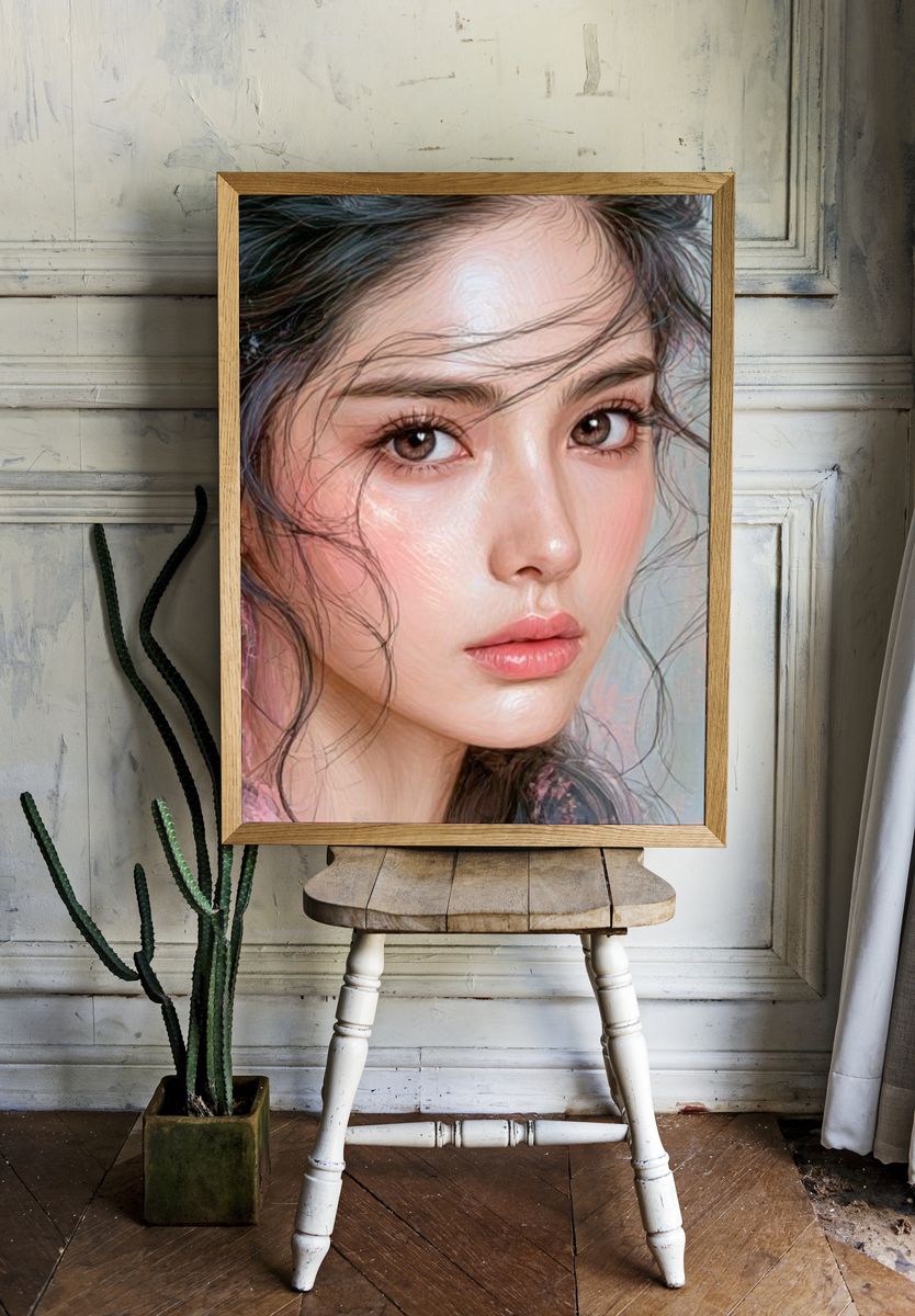 Dreamy Portrait Illustration Poster. — room view 1