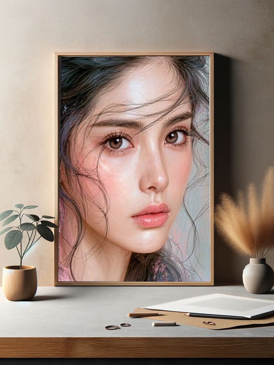 Dreamy Portrait Illustration Poster. — room view 2