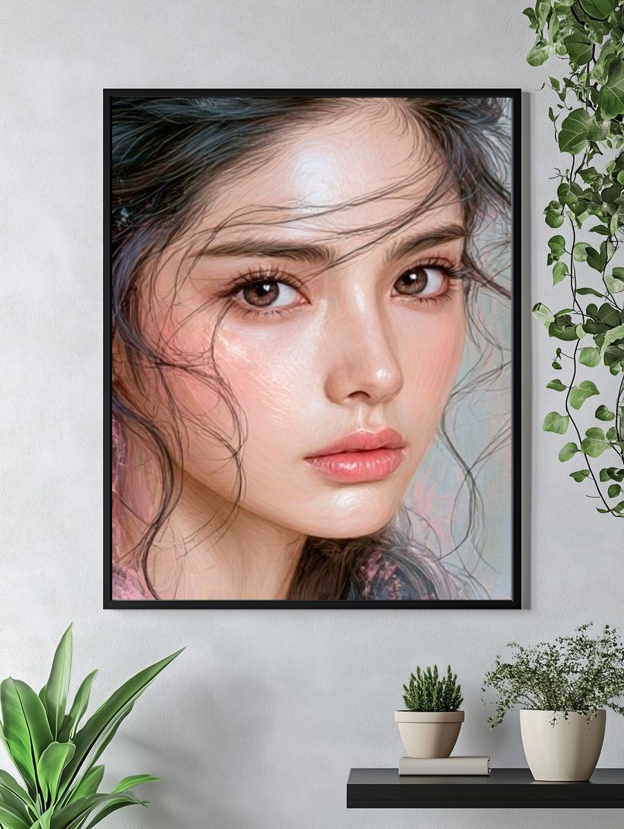 Dreamy Portrait Illustration Poster. — room view 4