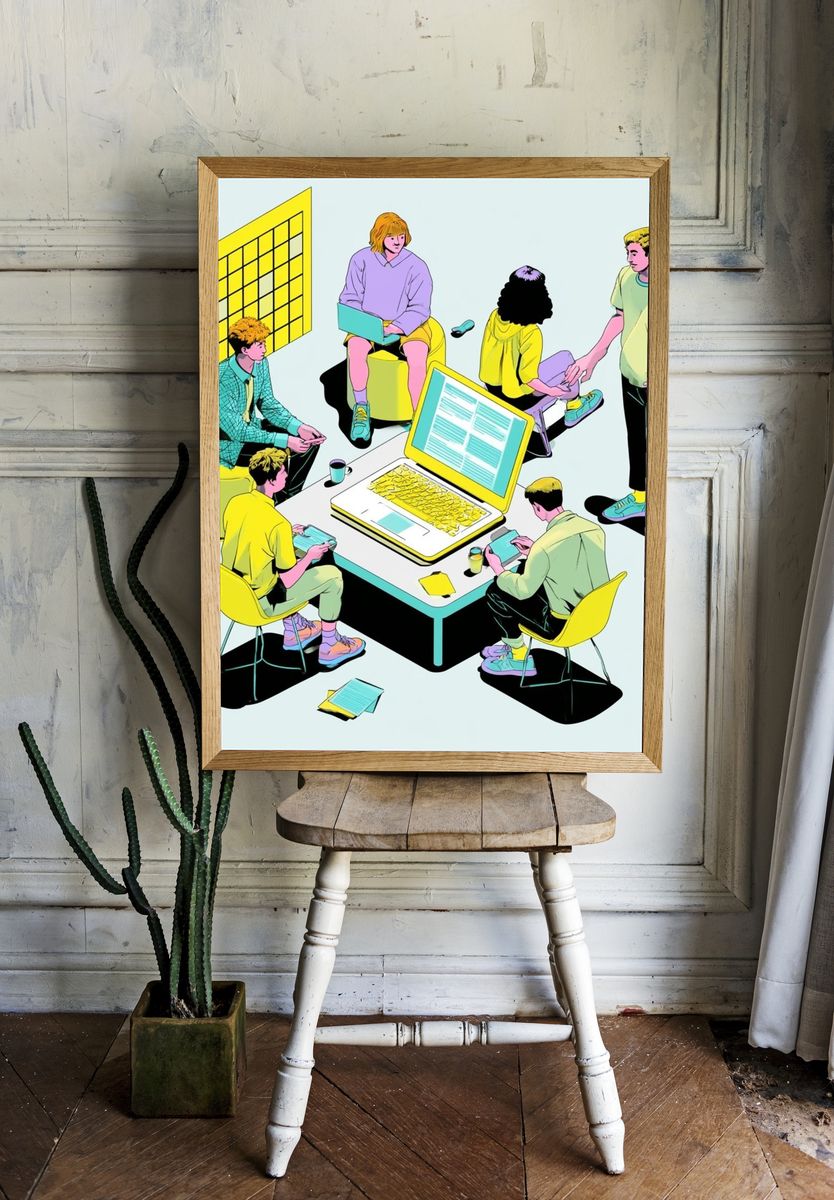 Creative Teamwork Illustration Poster. — room view 1