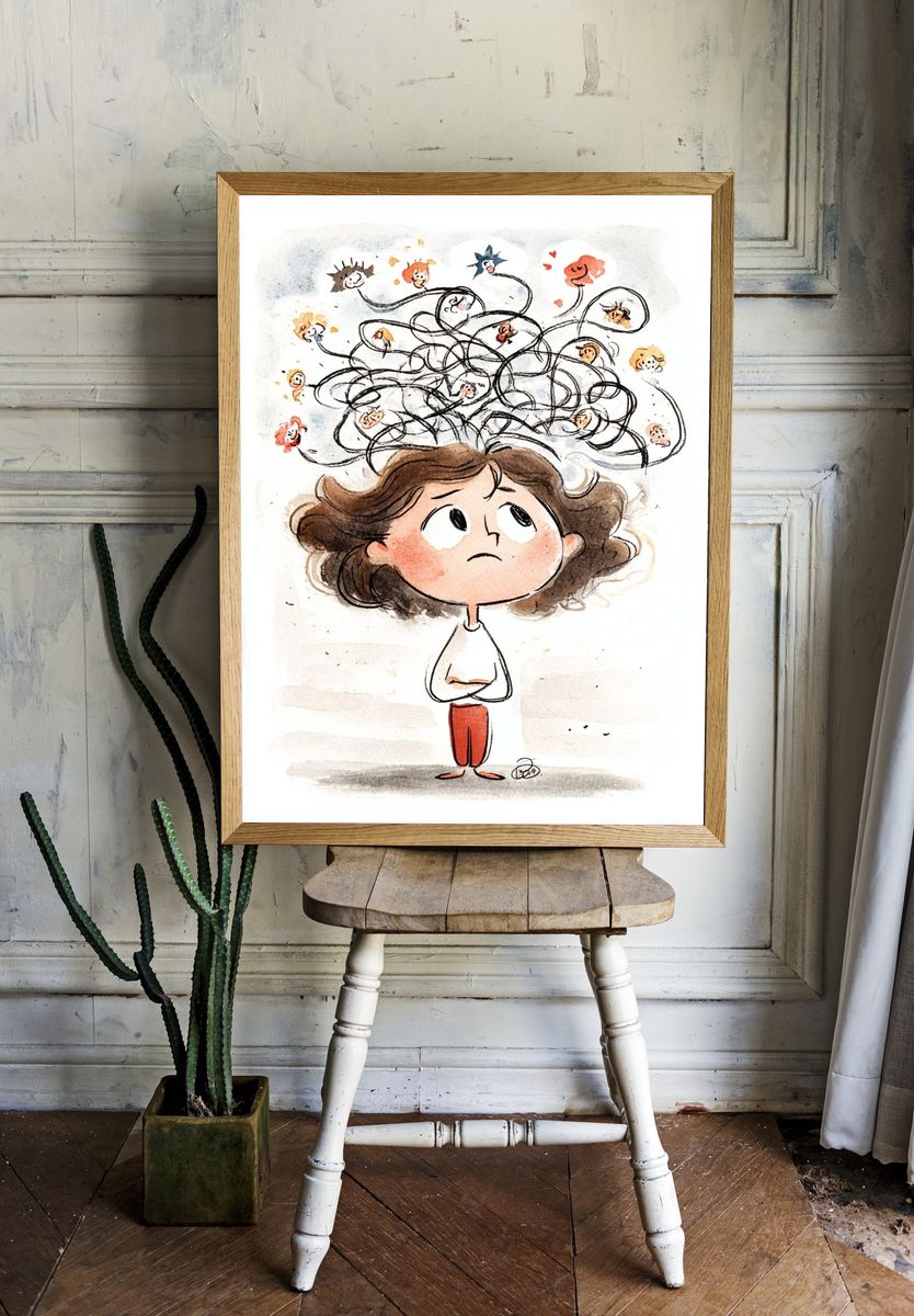 Anxious Child Watercolor Print. — room view 1