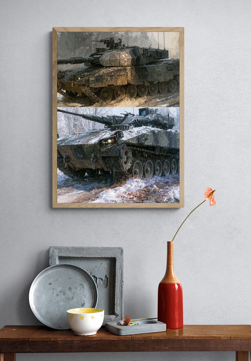 Armored Tank Winter Scene Poster. — room view 3