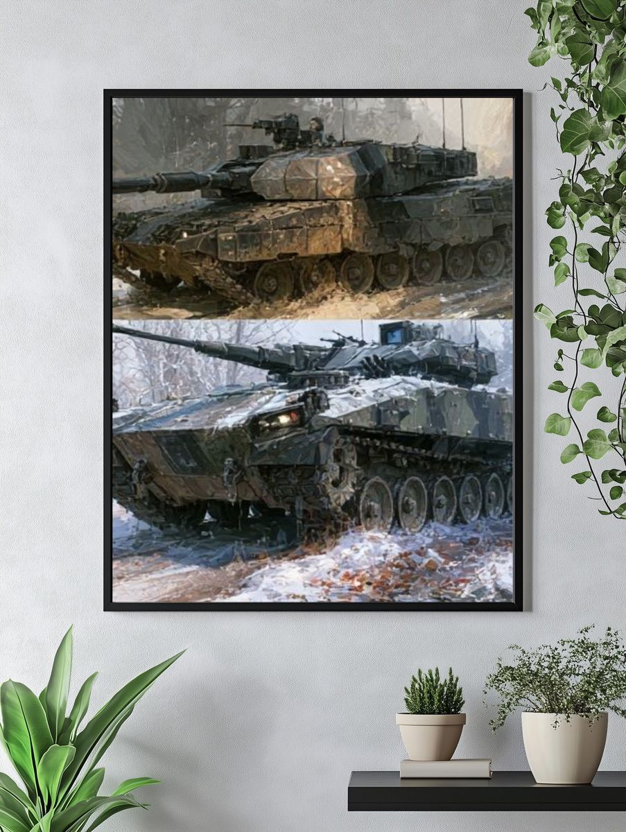 Armored Tank Winter Scene Poster. — room view 4