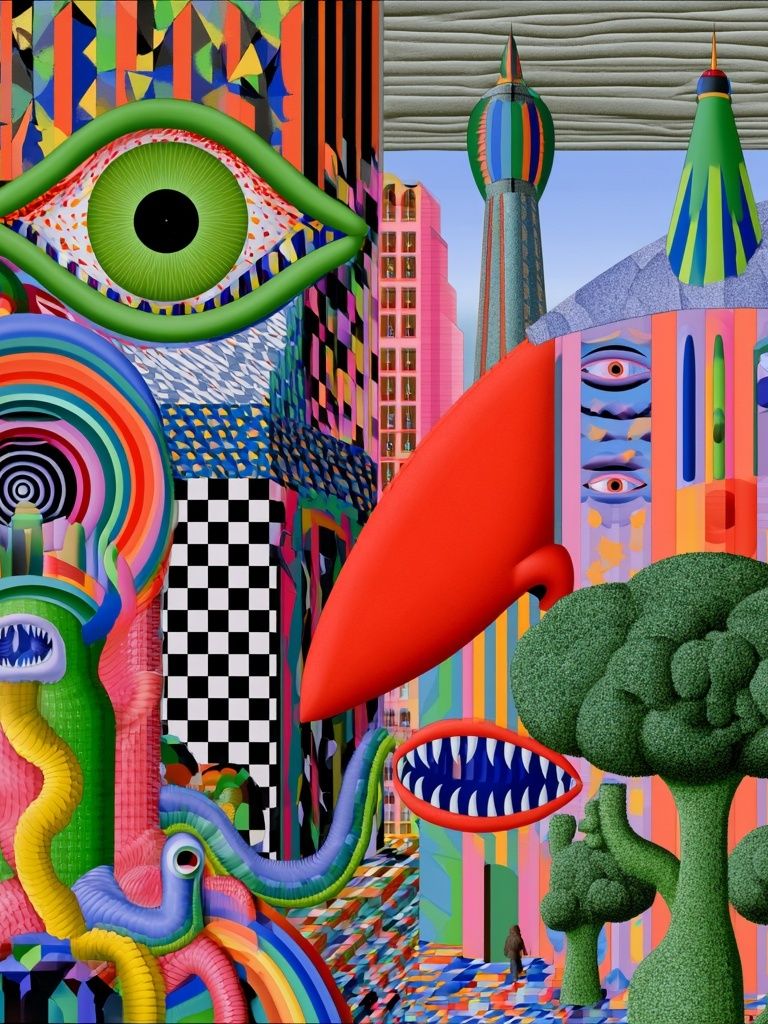 Surreal Neon City Poster. poster — illustration art