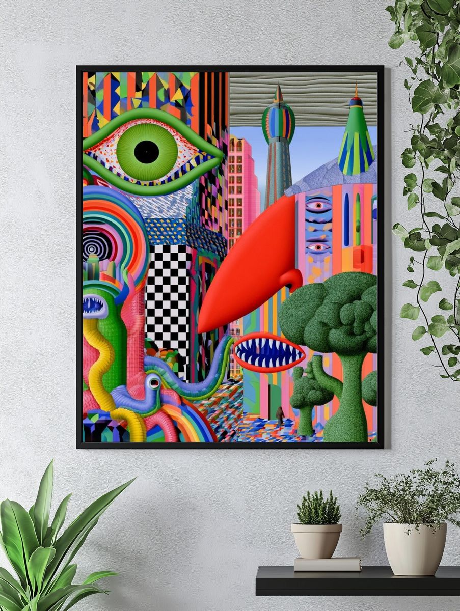Surreal Neon City Poster. — room view 4