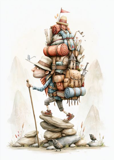 Backpacker Adventure Illustration Poster. poster print