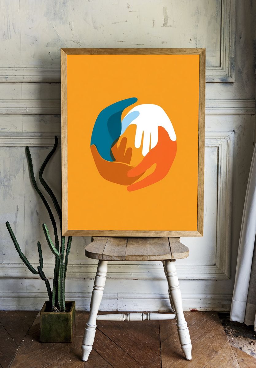 Abstract Hands Circle Poster. room preview