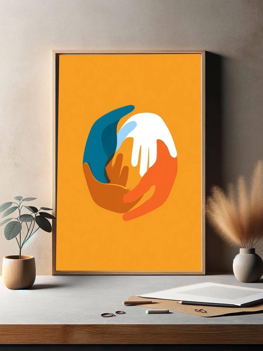 Abstract Hands Circle Poster. — room view 2