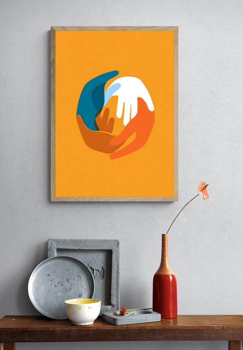 Abstract Hands Circle Poster. — room view 3