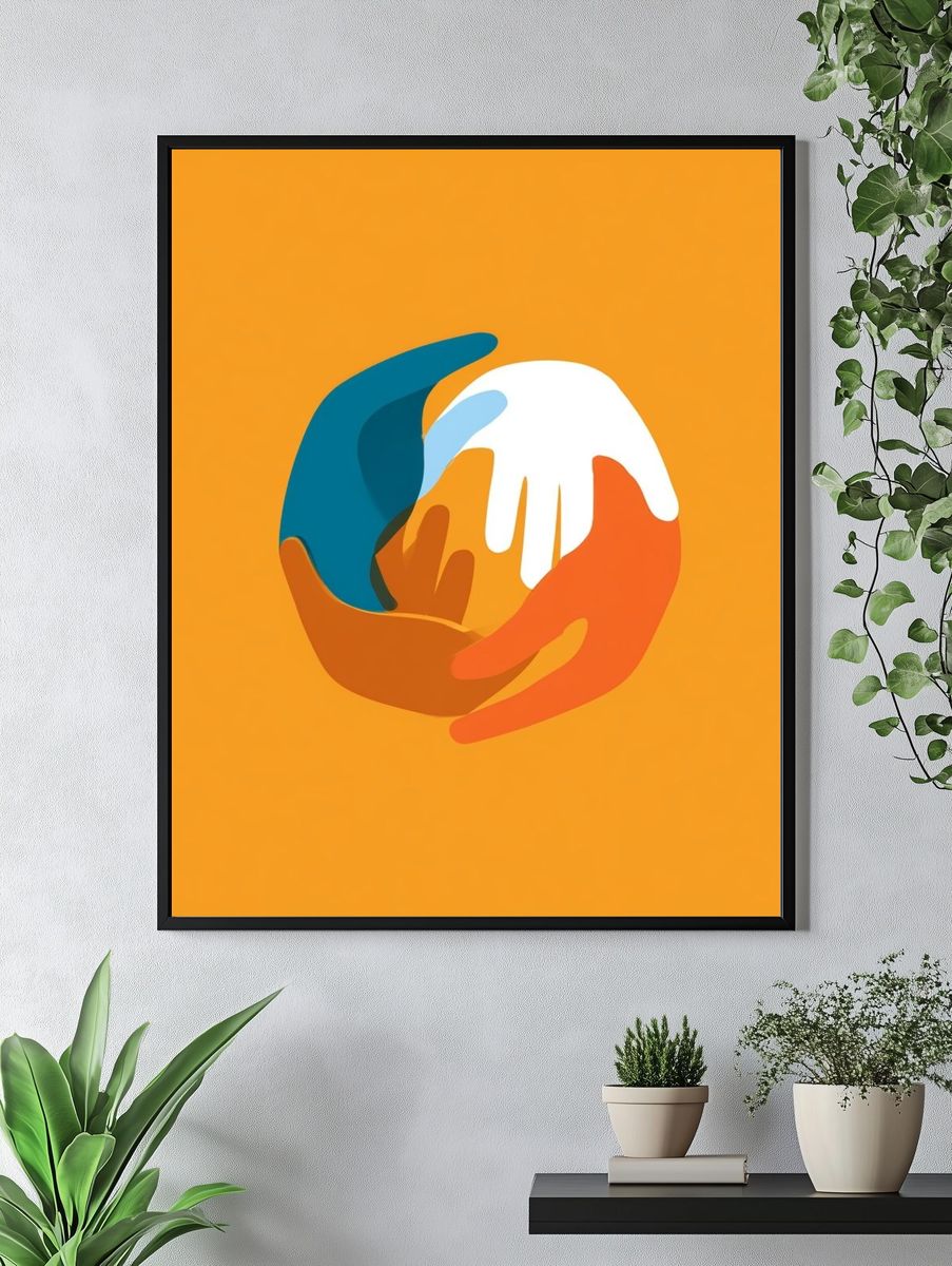 Abstract Hands Circle Poster. — room view 4