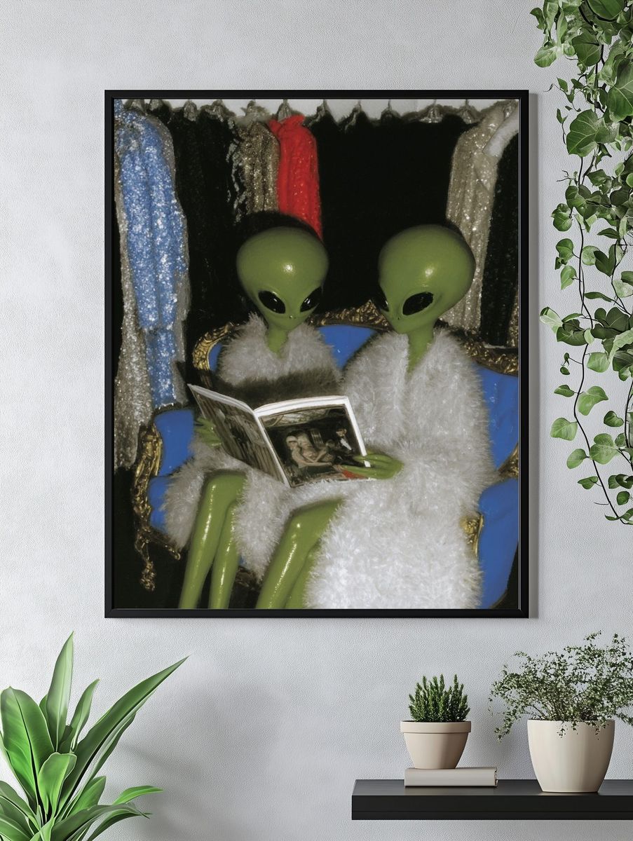 Alien Reading Portrait Print. — room view 4