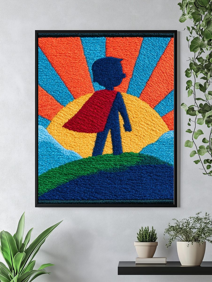 Superhero Silhouette Illustration Poster. — room view 4